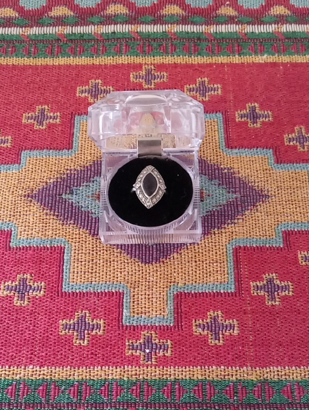 Marcasite Black Sterling Silver  Ring New